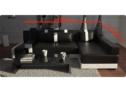 LEDERSOFA ECKSOFA MIT BETTFUNKTION + HOCKER SCHLAFSOFA LEDERECKCOUCH ECKCOUCH