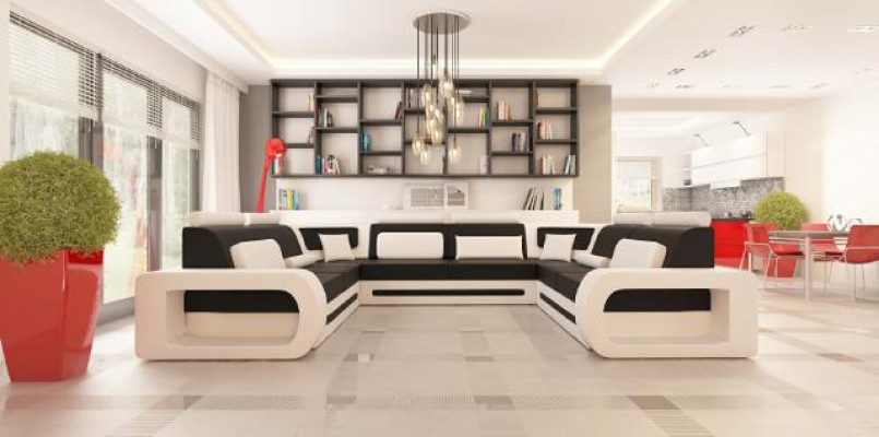 XXL BIG Wohnlandschaft U Form Ecksofa Sofa Couch Polster Garnitur Leder Neu