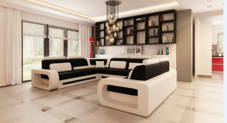 XXL BIG Wohnlandschaft U Form Ecksofa Sofa Couch Polster Garnitur Leder Neu