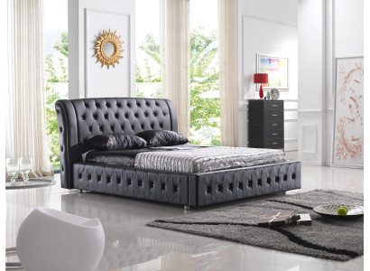 POLSTERBETT LEDERBETT BETT BETT MODELL S-9270 black 160/180/200X220CM
