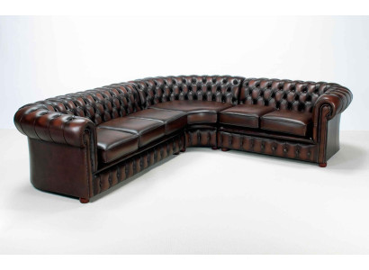 Ledersofa Chesterfield Ecksofa Wohnlandschaft Eckgarnitur Sofa Couch Eckcouch