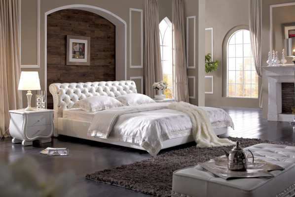 Polsterbett Bett Ehebett Lederbett Designerbett Doppelbett Bettgestell S-9209