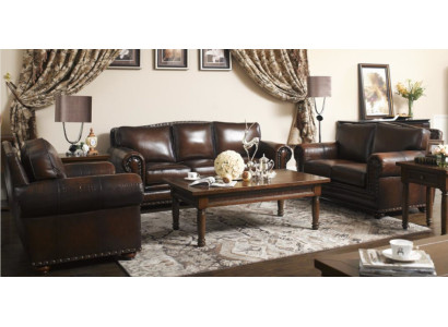 Antik Chesterfield 3+2+1 Leder Sofa Couch Polster 100% Echtes Leder  jvmoebel