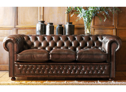 100% Echtes Leder Antik Chesterfield 3 Sitzer Leder Sofa Couch Polster jvmoebel