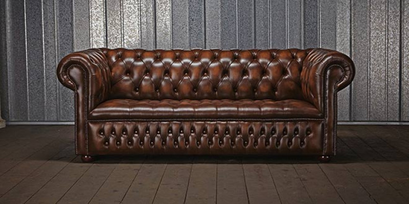 Antik Chesterfield Leder Sofa Couch Polster 100% Echtes Leder 3 Sitzer jvmoebel