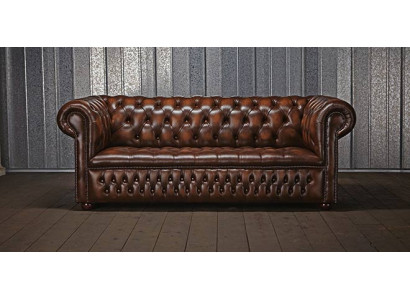 Antik Chesterfield Leder Sofa Couch Polster 100% Echtes Leder 3 Sitzer jvmoebel
