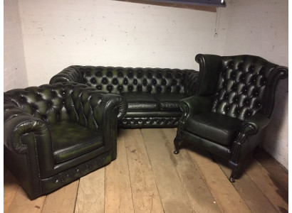 Ledersofa Sofa Couch Polster Chesterfield Set Echtleder Garnitur Sofas Couchen