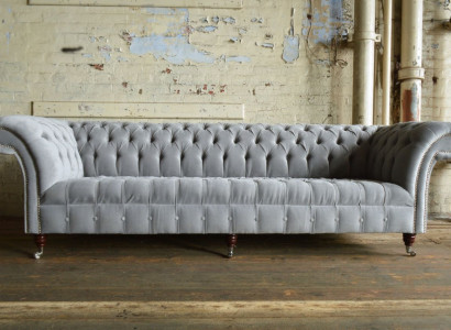 XXL Big Sofa Couch Chesterfield 245cm Polster Sofas 4 Sitzer Leder Textil  #312