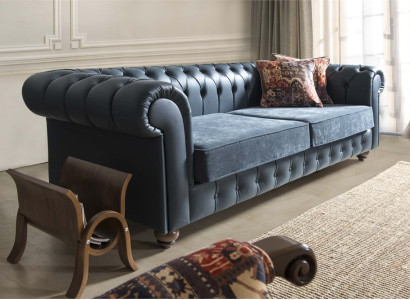XXL Big Sofa Couch Chesterfield 240cm Polster Sofas 4 Sitzer Leder Textil  #314