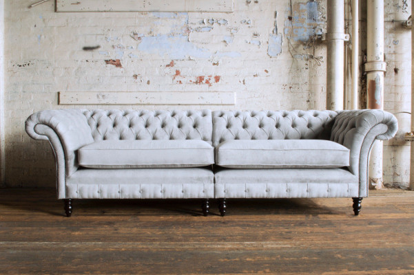 XXL Big Sofa Couch Chesterfield 240cm Polster Sofas 4 Sitzer Leder Textil  #E1