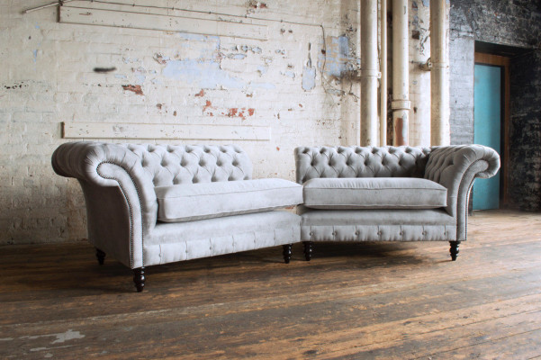 XXL Big Sofa Couch Chesterfield 240cm Polster Sofas 4 Sitzer Leder Textil  #E1
