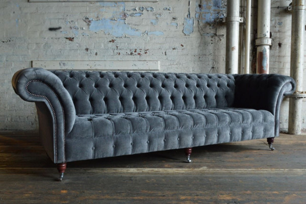 XXL Big Sofa Couch Chesterfield 245cm Polster Sofas 4 Sitzer Leder Textil  #G1