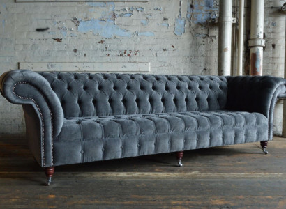 XXL Big Sofa Couch Chesterfield 245cm Polster Sofas 4 Sitzer Leder Textil  #G1
