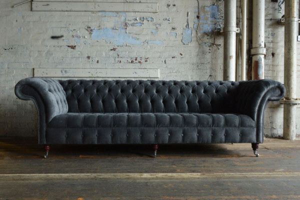 XXL Big Sofa Couch Chesterfield 245cm Polster Sofas 4 Sitzer Leder Textil  #G1