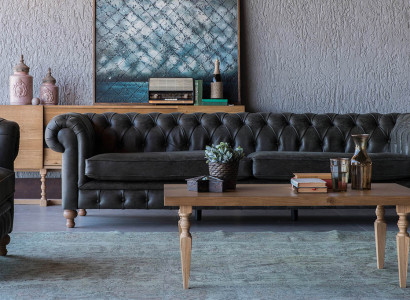 XXL Big Sofa Couch Chesterfield 245cm Polster Sofas 4 Sitzer Leder Textil  #317