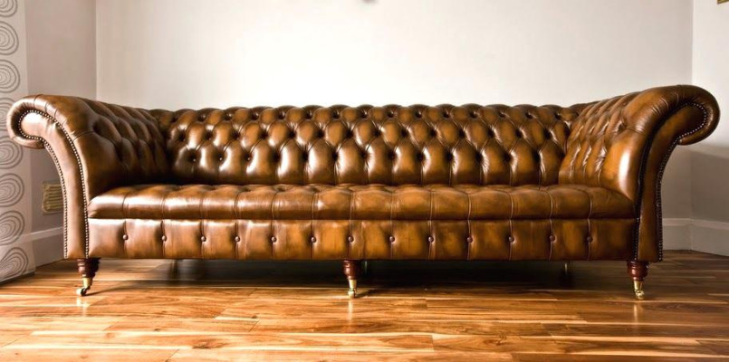 XXL Big Sofa Couch Chesterfield 245cm Polster Sofas 4 Sitzer Leder Textil  #318