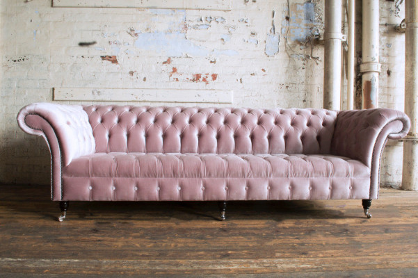 XXL Big Sofa Couch Chesterfield 245cm Polster Sofas 4 Sitzer Leder Textil  #319
