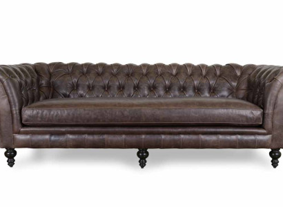 XXL Big Sofa Couch Chesterfield 240cm Polster Sofas 4 Sitzer Leder Vintage #284