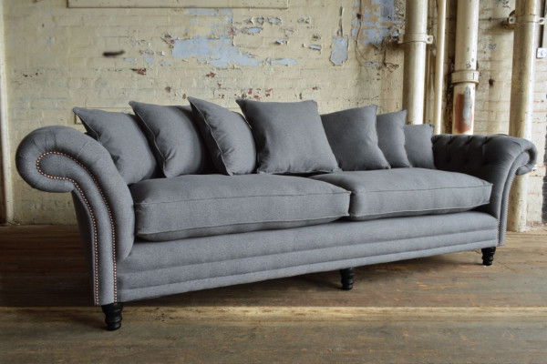 XXL Big Sofa Couch Chesterfield 245cm Polster Sofas 4 Sitzer Leder Textil  #308