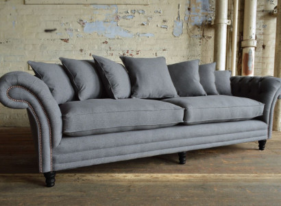 XXL Big Sofa Couch Chesterfield 245cm Polster Sofas 4 Sitzer Leder Textil  #308