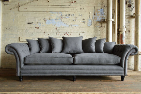 XXL Big Sofa Couch Chesterfield 245cm Polster Sofas 4 Sitzer Leder Textil  #308