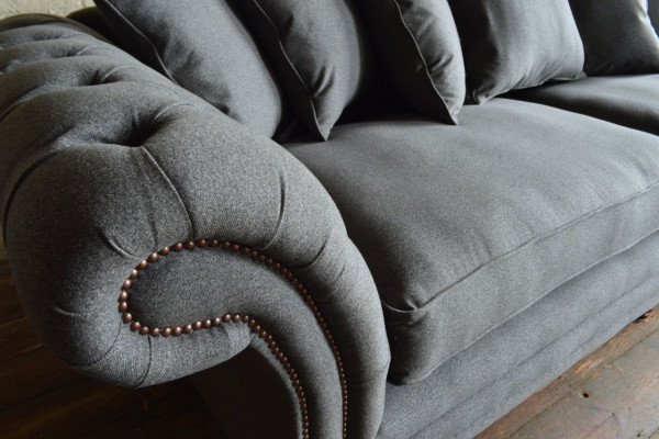 XXL Big Sofa Couch Chesterfield 245cm Polster Sofas 4 Sitzer Leder Textil  #308