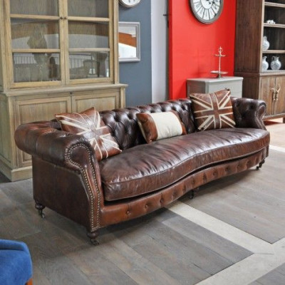 XXL Big Sofa Couch Chesterfield 245cm Polster Sofas 4 Sitzer Leder Textil  #309