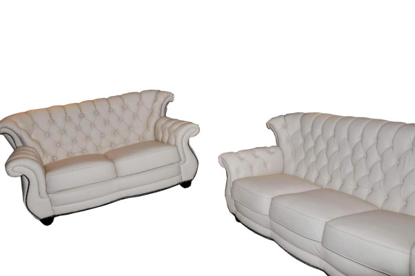 Ledersofa Sofagarnitur 3+2+1 Couch Sofa Polster Englische Stil Möbel klassisch