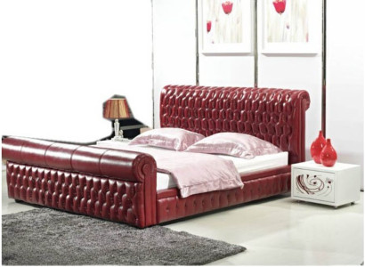 XXL Chesterfield Lederbett Bett Betten Leder Leder Polster Ehe Designer Neu 4777