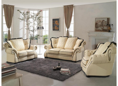 Polster Sofas Leder Sitz  XXL Big 3 Sitzer Sofa Couch Design Couchen