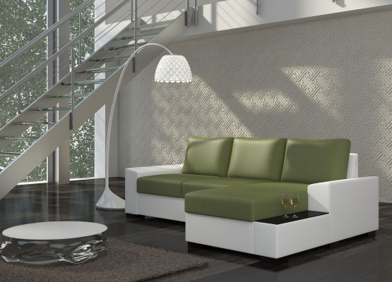 Design Ecksofa Schlafsofa Bettfunktion Sofa Couch Leder Polster Textil Sofas Neu