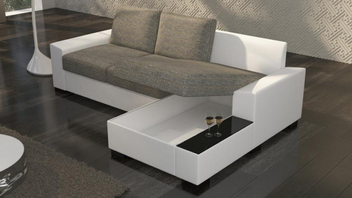 Design Ecksofa Schlafsofa Bettfunktion Sofa Couch Leder Polster Textil Sofas Neu