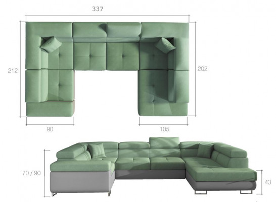 Design Ecksofa Schlafsofa Bettfunktion Couch Leder Polster Textil Sofas Neu 5625