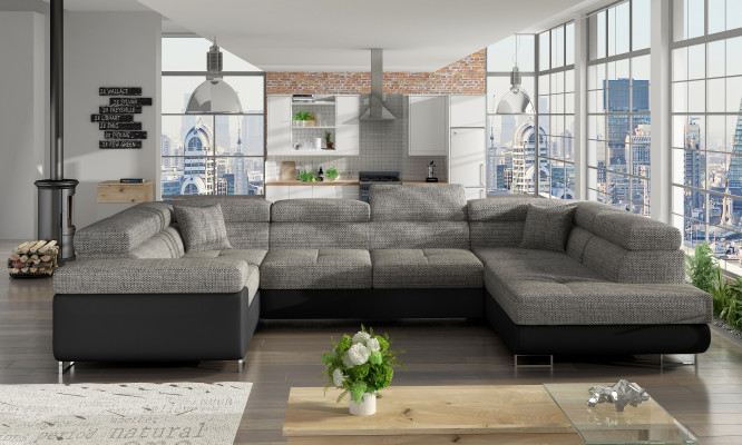 Design Ecksofa Schlafsofa Bettfunktion Couch Leder Polster Textil Sofas Neu 5625