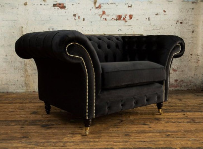 Chesterfield Sessel Fernseh Couch 1 Sitzer Sofa Textil Stoff Couchen Polster #5