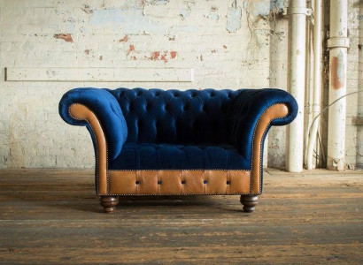 Chesterfield Textil Polster  Sessel 1 Sitzer Sofas Design Luxus Stoffsofas