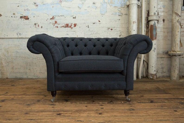 Chesterfield Sessel Fernseh Couch 1 Sitzer Sofa Textil Stoff Couchen Polster #2