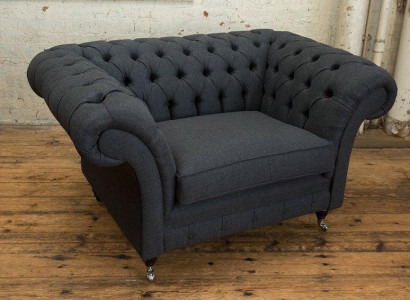 Chesterfield Sessel Fernseh Couch 1 Sitzer Sofa Textil Stoff Couchen Polster #2