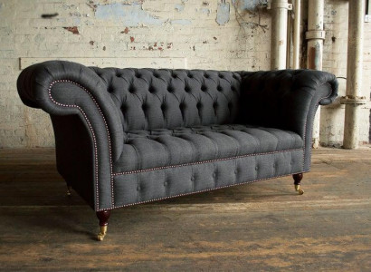 Chesterfield Textil  Sofa 2 Sitzer Luxus Sofa Polster Sofas Design Stoffsofas
