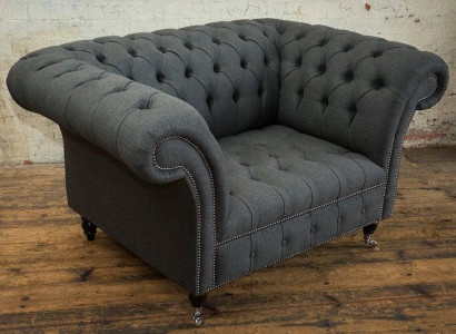Chesterfield Design Sofa Sessel Couch Polster Luxus Textil Couchen 1 Sitzer #111