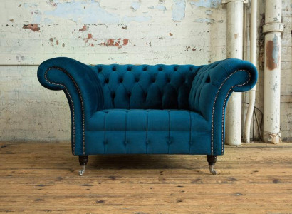 Chesterfield Sessel Fernseh Couch 1 Sitzer Sofa Textil Stoff Couchen Polster 131
