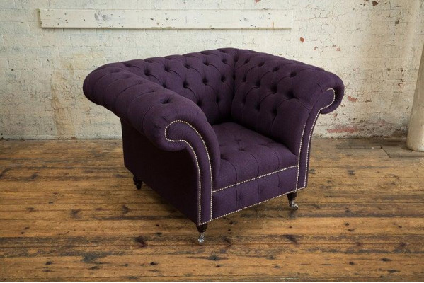 Lila Chesterfield Couch Sofa Polster 1 Sitzer Couchen Sitz Garnitur Sofas Neu