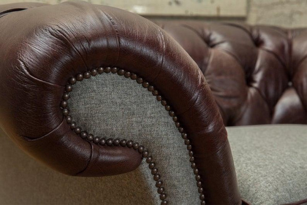 Sessel 1 Sitzer Relax Polster Fernseh Chesterfield Textil Sofa Couchen Braun Neu
