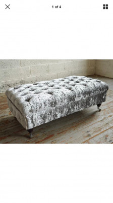 Chesterfield Textil  Hocker XXL Big Fußhocker Polster Sofas Bank Luxus Stoff