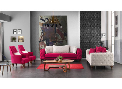 Luxus Klassische Chesterfield Polster Sofagarnitur Samt 3+2+1+1 Sitzer Komplett