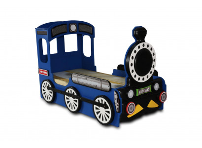 Blaues Kindezimmer Bett Luxus Einzelbell in Eisenbahn Design Holzgestell