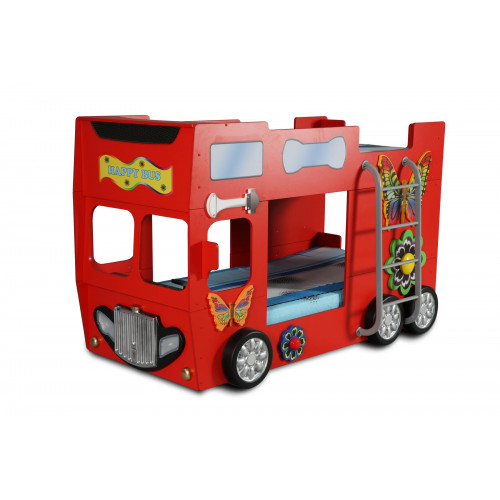 Rotes Kinderbett Feuerwehr Design Autobett großes Doppelstock Bett