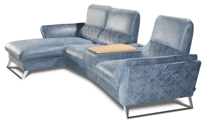 Heim Kino Sofa Couch Polster Leder Couchen Sofas Eck Garnitur Relax Fußstützen