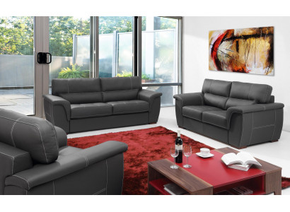 Leder Design Couch Polster Sitz Garnitur Sofa Garnituren 3+2 Leder Sofas Set Neu