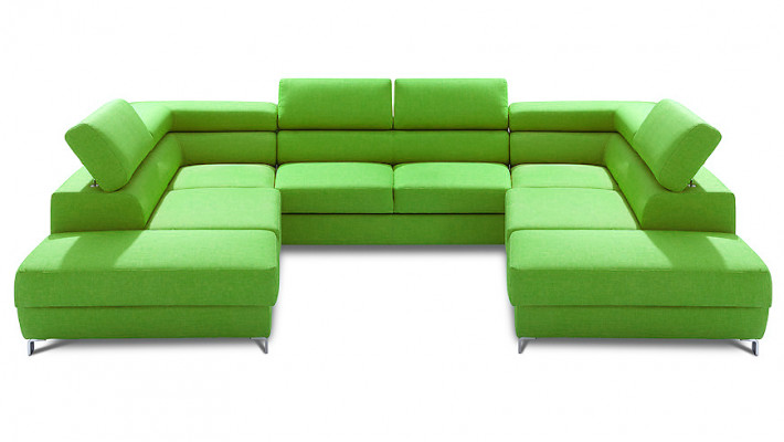 Wohnlandschaft Bettfunktion Stoff Ecksofa U-Form Sofa Couch Design Textil Sofas